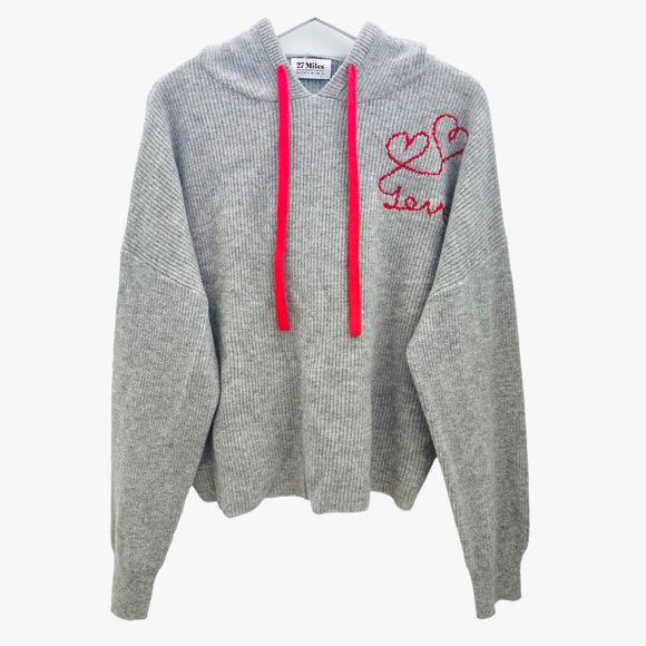 27 Miles Malibu Love Cashmere Hooded Sweater in Gray - Picture 2 of 6